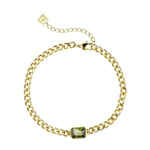 F+H Studios 18k Gold Plated Peridot Green Gemstone "Volt" Choker Necklace